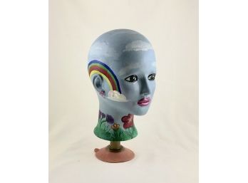 Original Hand Painted Artwork On Rare Norman Kartigainer Suction Cup Mannequin Head - Signed