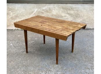Mid Century Modern Wood Slat Table/Bench Or Plant Stand