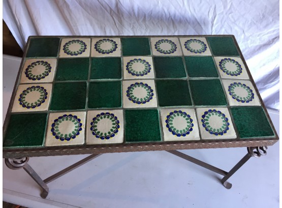 Wrought Iron And Tile Top Table