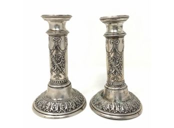 Pair Of Continental Silver Candlesticks