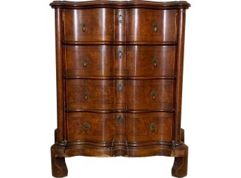Antique Burl Faced Serpentine Chest Of Drawers
