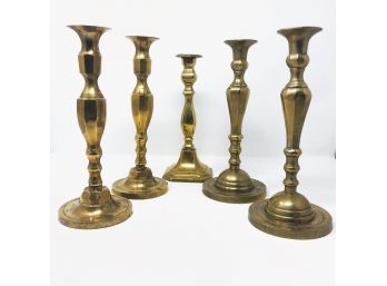 Fine Brass Candlestick Assortment - Set Of 5