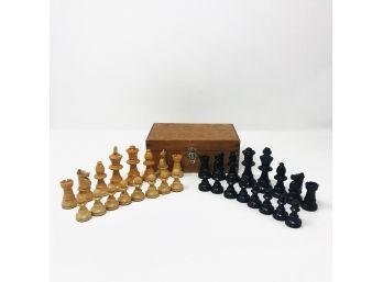 Wooden Chess Pieces & Box