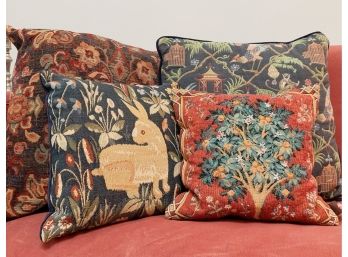 Tapestry Style Accent Pillows Including Gobly's Of France Rabbit Pillow - Set Of 4