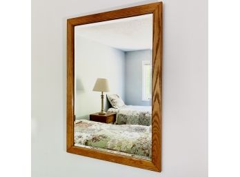 Beveled Oak Framed Mirror
