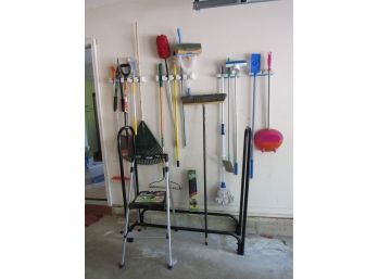 Household / Tool Lot W/Heavy Duty Tubular Log Rack - ALL FOR ONE BID !