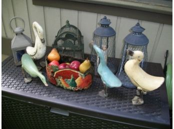 Great Lot Of Outdoor Decorations - Birds, Lanterns, Fruit - NICE !