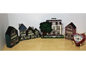 Wooden Painted Victorian/Vintage Village Houses & Wood Bless This House Heart