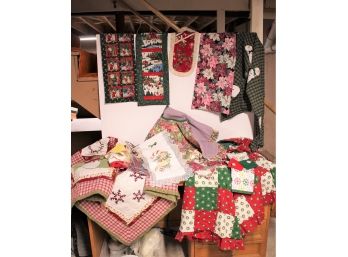 Mixed Lot Of Christmas/Holiday Quilts, Christmas Tree Skirts And More