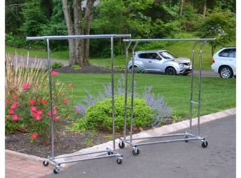 Two Chrome Rolling Clothes Racks