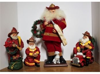 Four Possible Dreams Clothtique Firefighter Christmas Santa Figurines