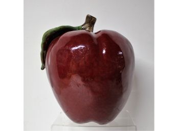 Large 9.5' Ceramic Red Apple Decor