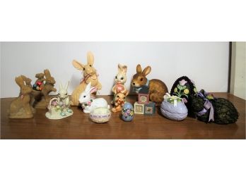 Hoppy Easter!  Easter Bunny Mixed Lot Including 2 Lenox Rabbits(1 Missing From Photos)