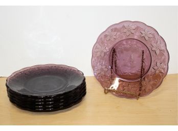Seven Purple Glass Princess House Fantasia 8' Luncheon / Snack Plates