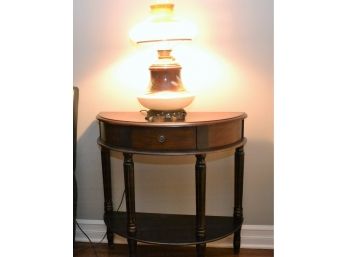 Beautiful Antique Converted Gas To Electric Brass & Porcelain Table Lamp