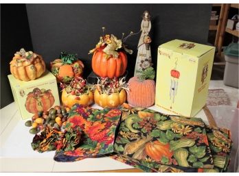 Fall Thanksgiving Mixed Lot - Pumpkins, Place Mats And More