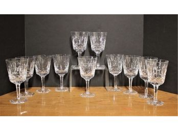 Twelve Waterford Crystal 7 1/4' Lismore White Wine Glasses