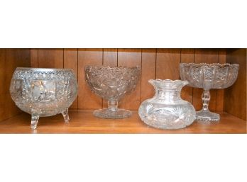 Four Beautiful Pieces Vintage Cut Crystal & Cut Glass Vases