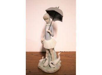 Lladro 'Girl With Umbrella & Ducks' Retired Porcelain Figurine 4510