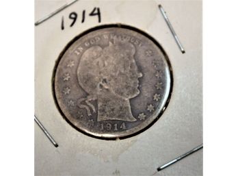 1914 Silver US Barber Half Dollar Coin - Ungraded