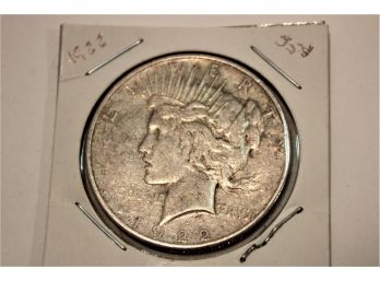 1922 United States Silver Peace One Dollar Coin - Ungraded