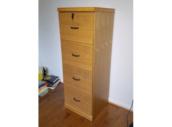 Tall 4 Drawer Wood And Veneer Office File Cabinet