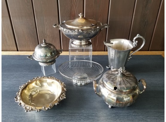 6 Pieces Antique Silver Plated Serving Pieces Including Reed & Barton