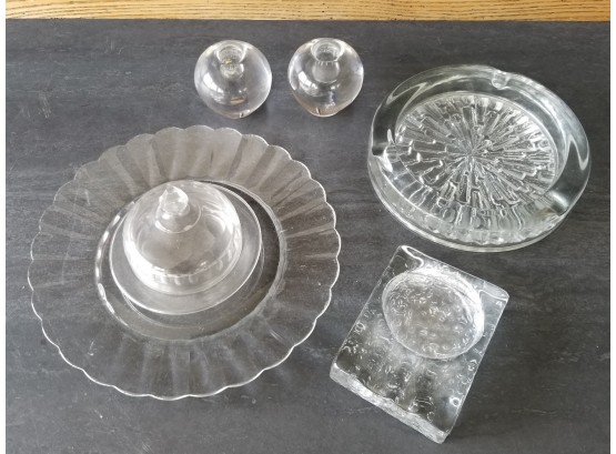 Space Age Modernist Glass Serving And Decor Pieces