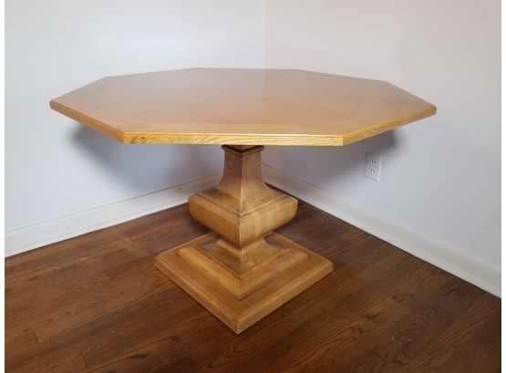Vintage Octagonal Oak Pedestal Table
