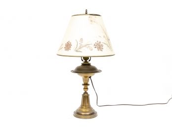 Brass Lamp With Botanical Themed Shade