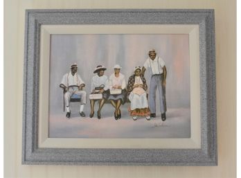 Ida Jackson Signed Family Portrait Genuine Lithograph On Canvas