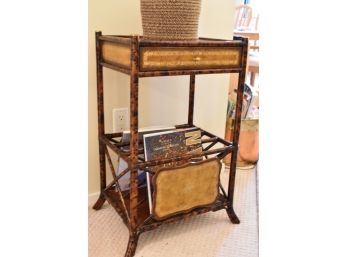 Maitland Smith Faux Bamboo Magazine Rack With Drawer