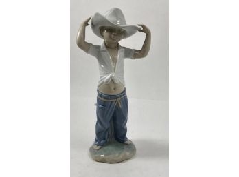 Lladro Nao Spain Boy Big Hat Western Cowboy