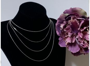 Four Sterling Silver Necklaces !!!check Length On Necklace!!!