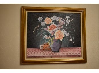 Decorative Framed Art With Floral Scene
