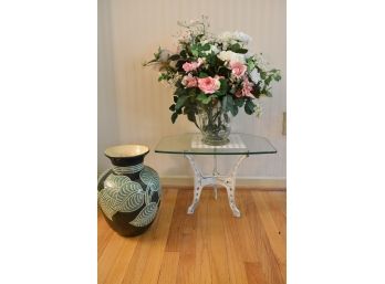 Decorative Glass Top Accent Table And Decor