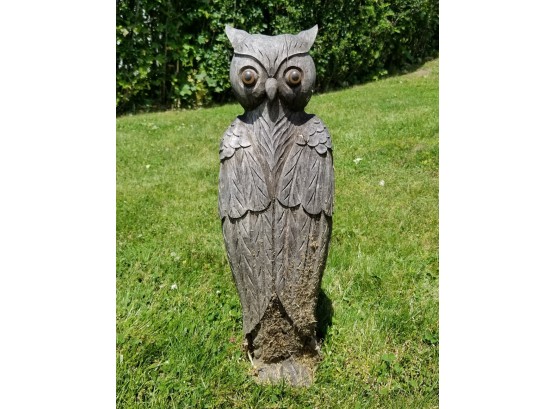 Large Carved Wooden Sculpture Of An Owl