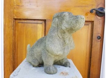 Vintage Cement Sculpture Of A Dacshund Pup