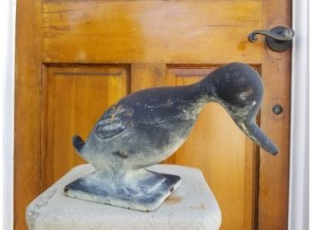Vintage 1950's Enamel Cast Iron Sculpture Of A Duck
