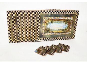 Extremely Rare Mackenzie-Childs 'Maclachlan' 8 Pieces Cork-backed Placemats & 4 Coasters