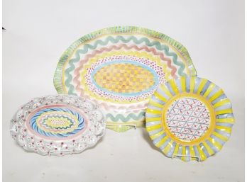Assortment Of Mackenzie-Childs Serving Plates & Platter