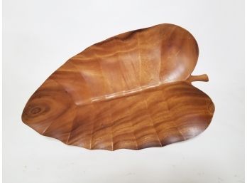 Massive Mid-Century Teak Wooden Leaf Shape Platter (2 Feet Long!!)