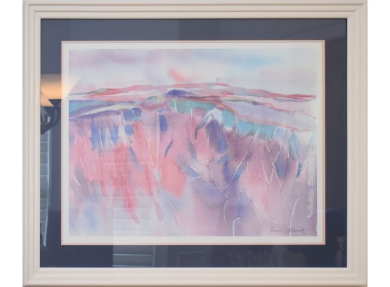 Signed Laurence C. Goldsmith Abstract Watercolor Painting, Framed 40x32' (1 Of 2)