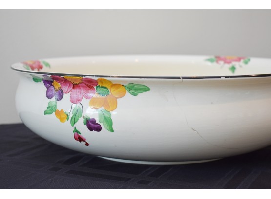 Morley Fox & Co Antique Earthenware Hand-Painted Bowl, England C.1906,  16' Dia