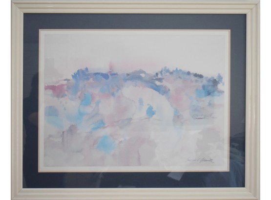 Signed Laurence C. Goldsmith Abstract Watercolor Painting, Framed 40x32' (2 Of 2)