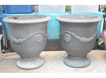 Two Terrain Cast Stone Urn Planters