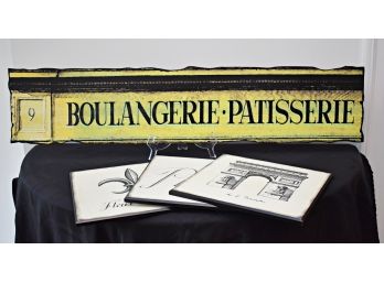 Limited Edition Boulangerie Sign By Barloga Studios & Three-Piece Paris Wall Art