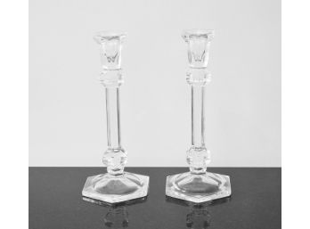 Lead Crystal Candlesticks 9.5' H, A Pair