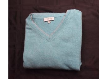100% Cashmere Sweater, Kinross - Mens Classic VNeck,  Aqua XXL (Retail $300)