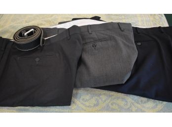 3 Pairs Men's Wool Trousers, Samuelsohn, Zanella  42- 44 & Belt (Retail $1,500)